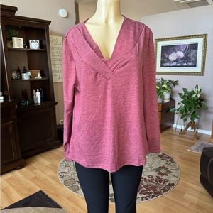SHEIN light brown long sleeve low Vneck blouse-size 12